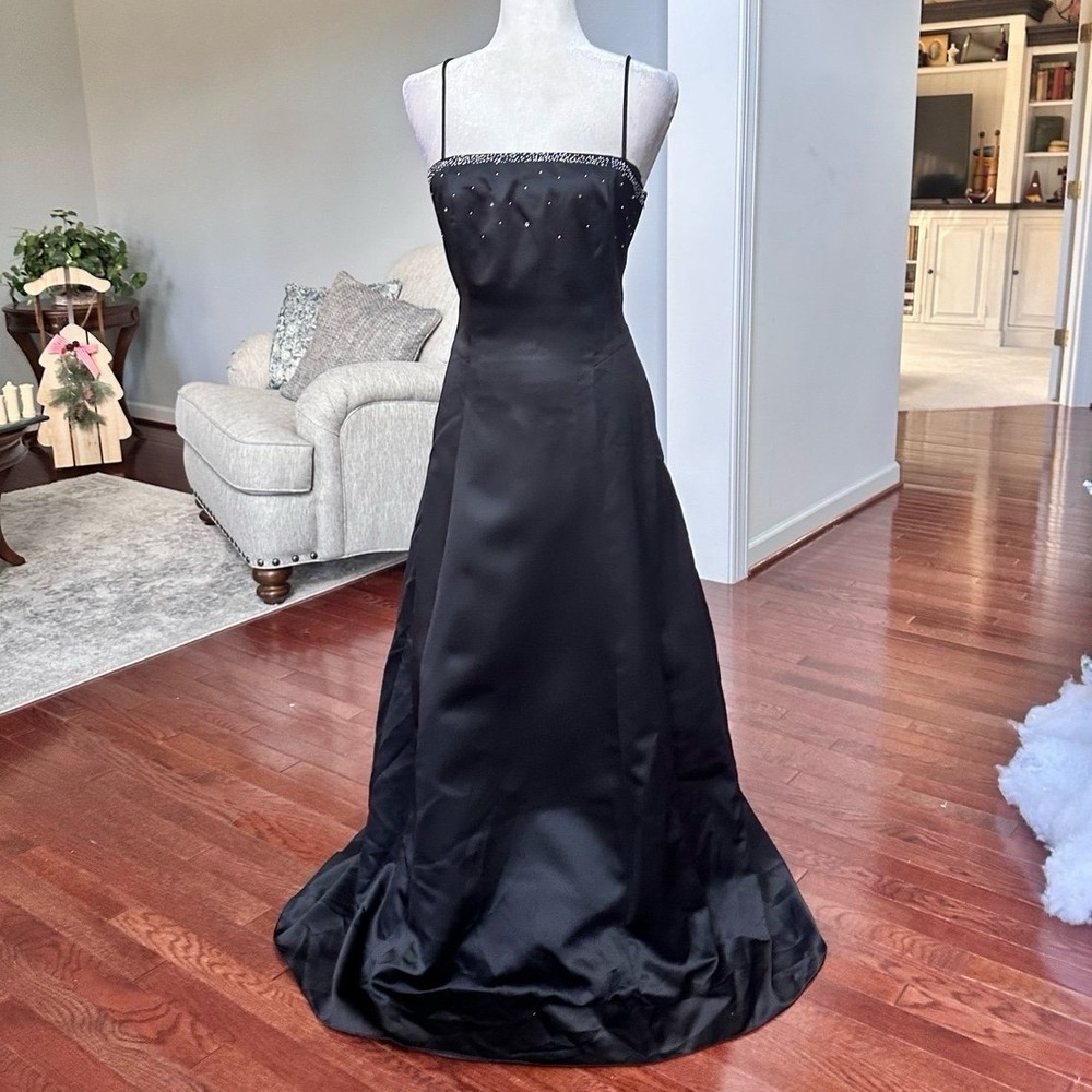 Jump Apparel Black‎ Silver Rhinestoned Corset Back Princess Ball Gown Dress